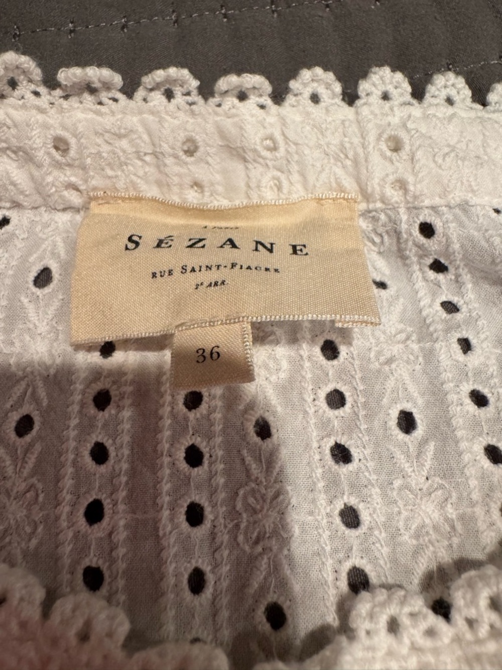 Sezane White Eyelet Lace Embroidered Button-Front Blouse size 36 - Picture 7 of 8